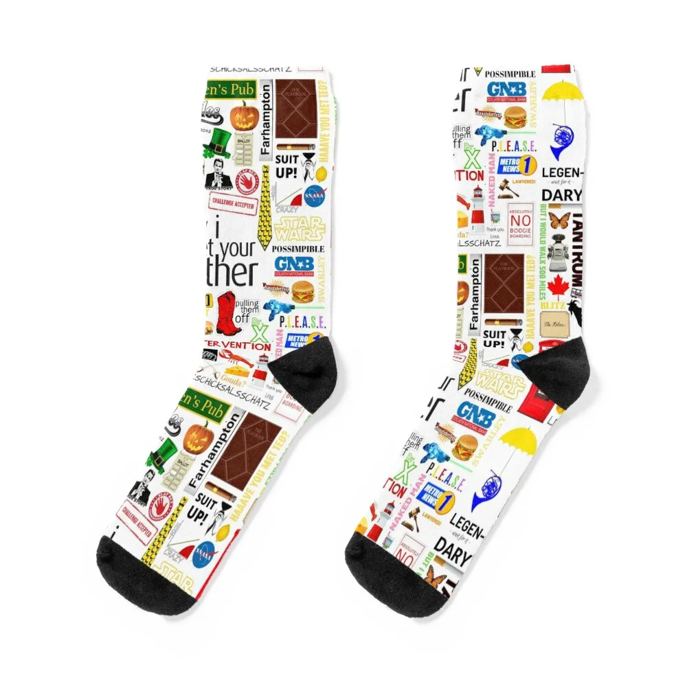 

How i Met Your Mother Collage Poster Iconographic - Infographic (White) Socks essential shoes Men Socks Women's
