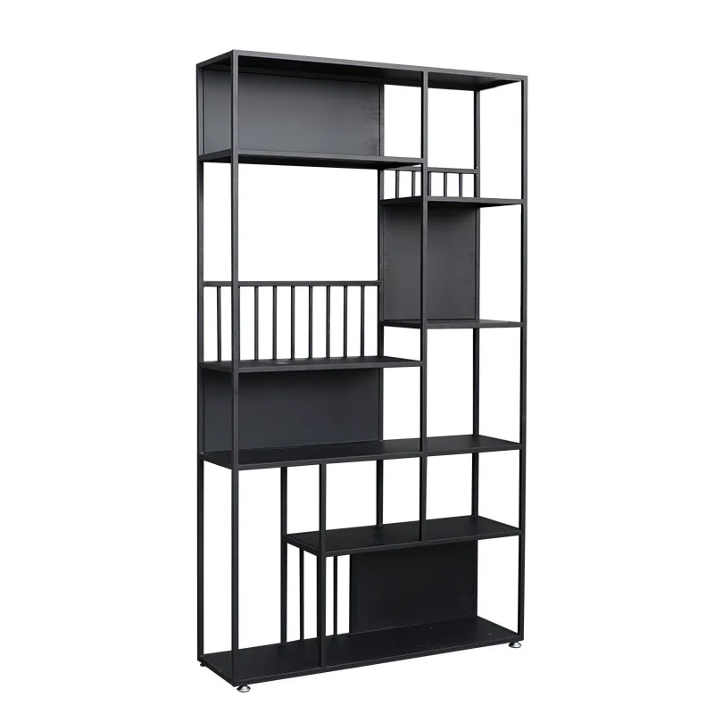 

Vintage wrought iron screen partition, floor rack, storage cabinet