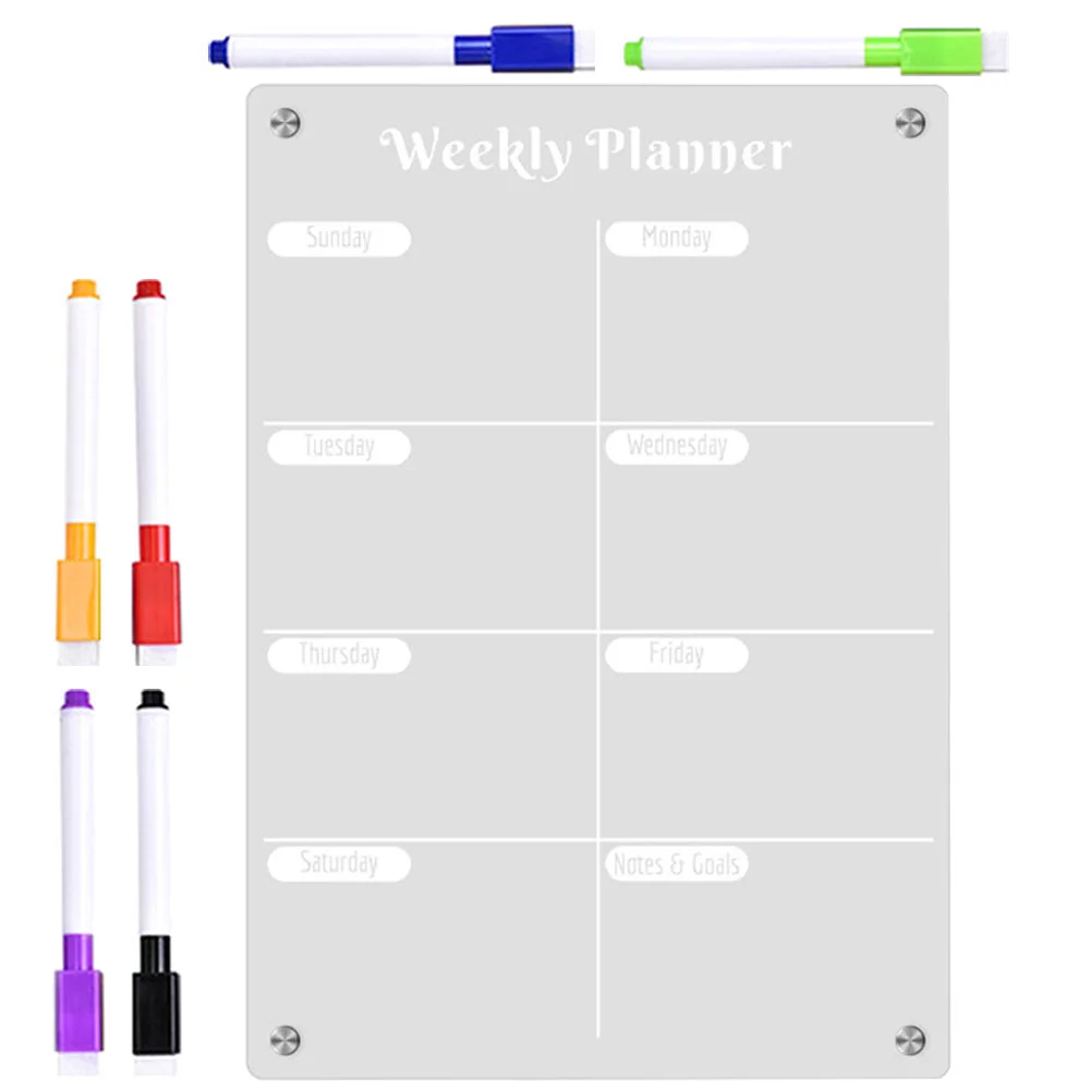 Wekelijks plannerbord Magnetische koelkast Droog uitwisbare kalender Helder voor koelkast Acryl Wit schema Dagelijkse planning Keuken