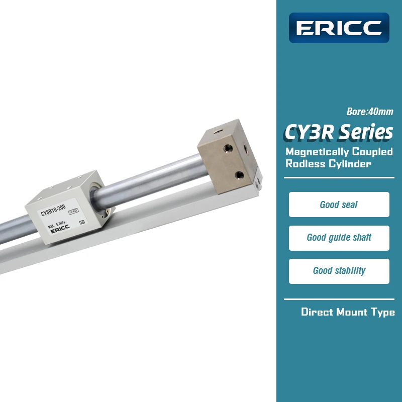 

CY3R40 Series Magnetic Coupling Rodless Cylinder Direct Mount Type Bore 40mm stroke 100-700mm