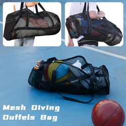 Bolsa de lona de buceo de malla de gran capacidad, bolsa de engranajes, bolsas de playa grandes plegables, bolsa de mano con cremallera, equipo de natación, bolsa de fútbol