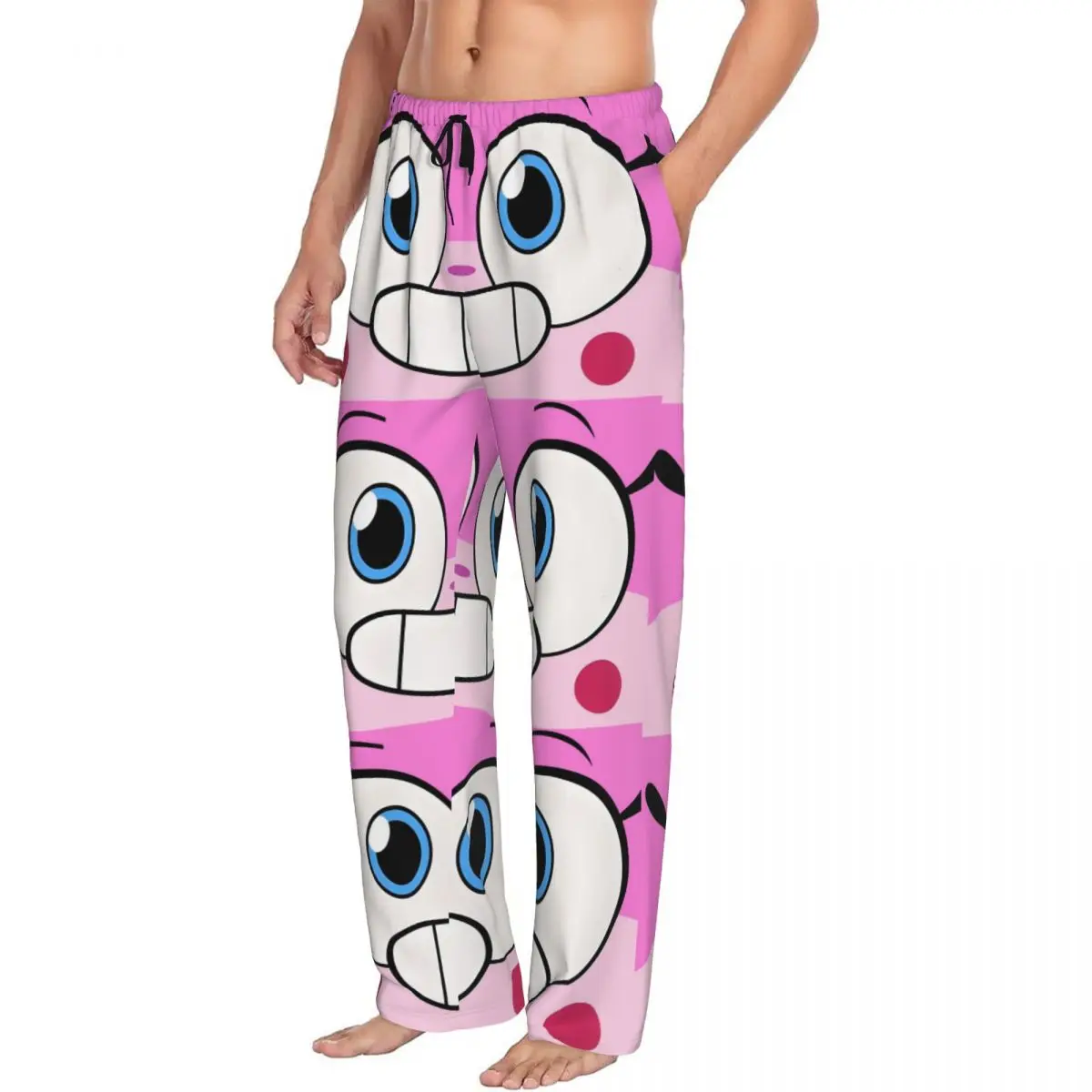 طباعة مخصصة للرجال يونيكيتي بيجامة السراويل القط أنيمي ملابس خاصة صالة النوم قيعان مع جيوب #2