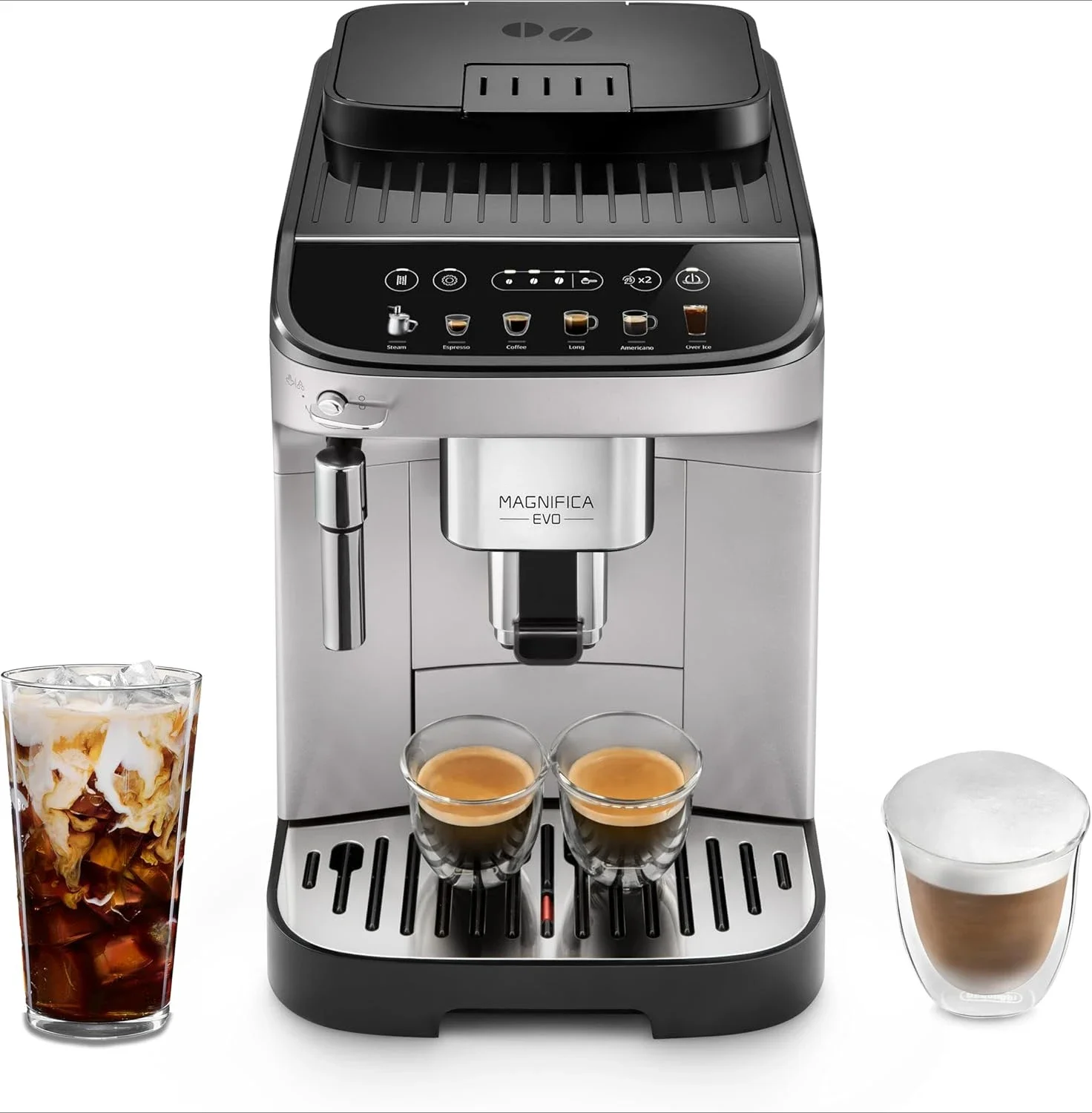 Magnifica Evo Automatic Espresso & Coffee Machine with Manual Milk Frother for Latte, Cappuccino Iced Coffee