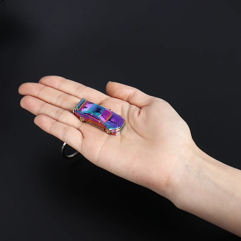 New In Stock Seeker 1:87 Nissan Gtr34 Electroplated Color Chain Keychain Alloy Model Miniature Diecast Ornaments Custom Toys