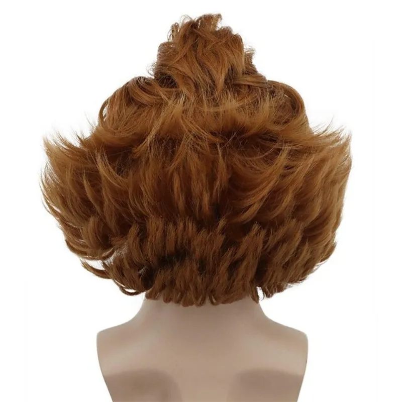 شعر مستعار قصير منفوش بني مجعد جوكر فيلم رعب King's It Role فستان أغطية الرأس شعر مستعار للحفلات ملابس محاكاة ساخرة شعر قصير أصلع