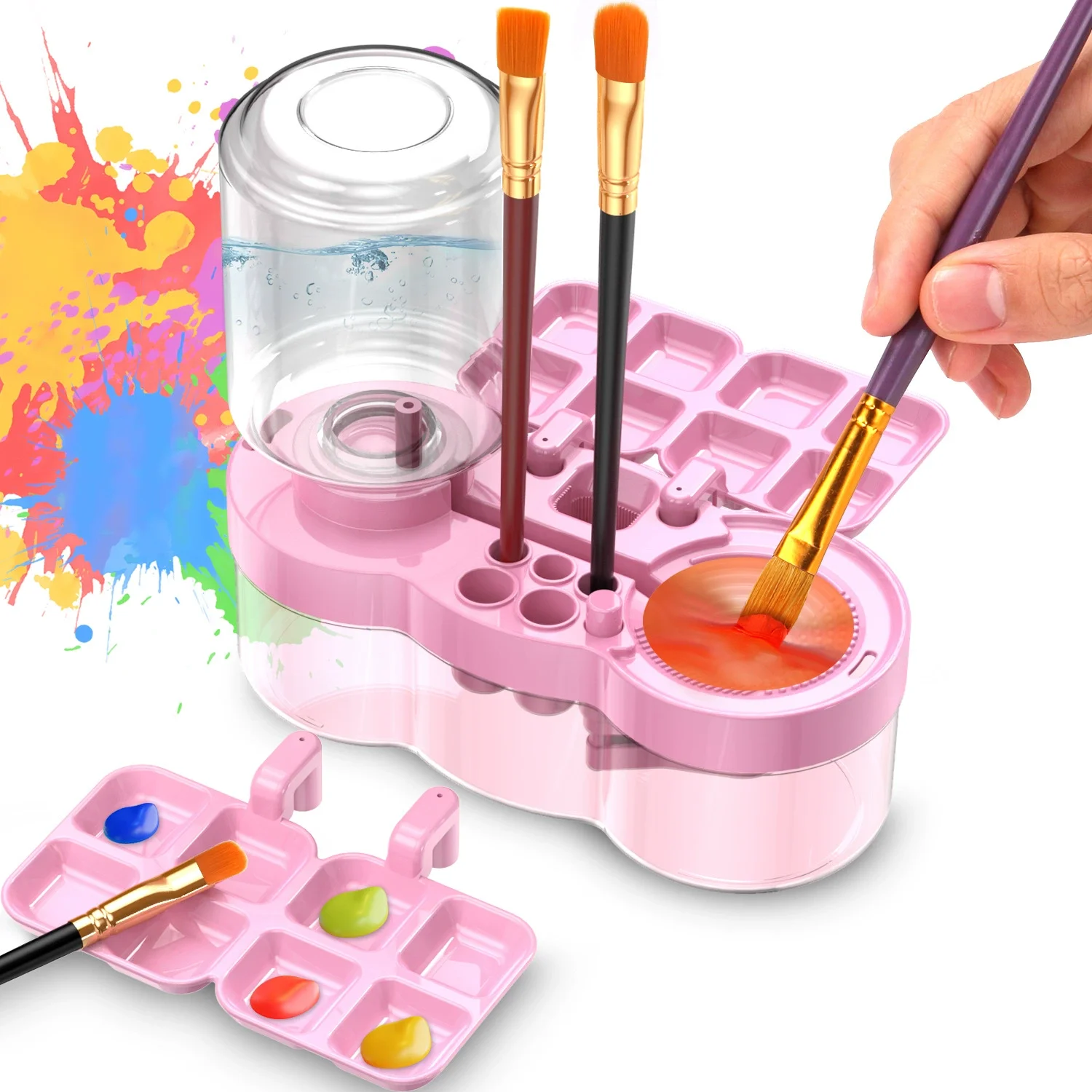 New Paint Brush Cleaner With Drain Button Automatic Water Circulation Paint Brush Cleaning Machine Cleaning Bucket Art Tools - Image 4