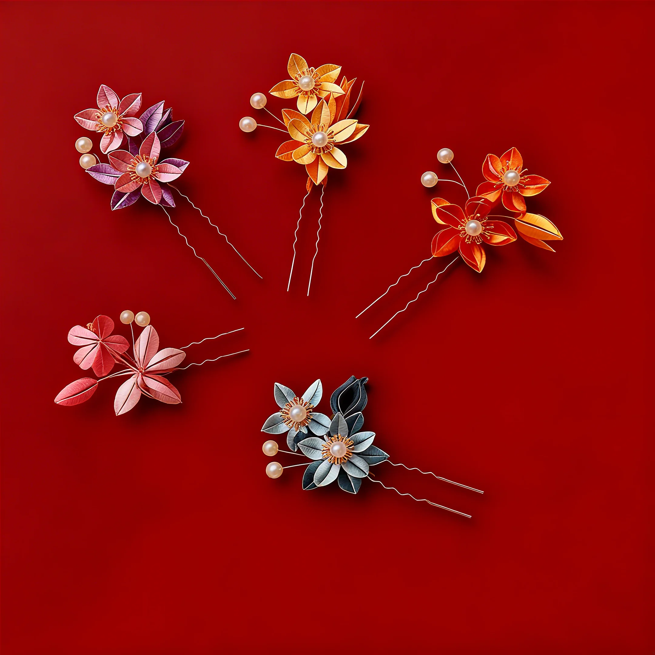 

Pearl Peach Blossom Hair Fork- Handmade Intangible Cultural Heritage - Chinese Silk Flower Hair Fork- Peach Blossom