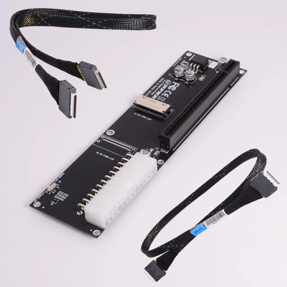 

Oculink 8x SFF-8611 SFF-8612 Адаптер 8i к PCI Express 4.0 X16 Gen4 Внешняя видеокарта Адаптер OCuLink EGPU ATX 24-контактный адаптер питания