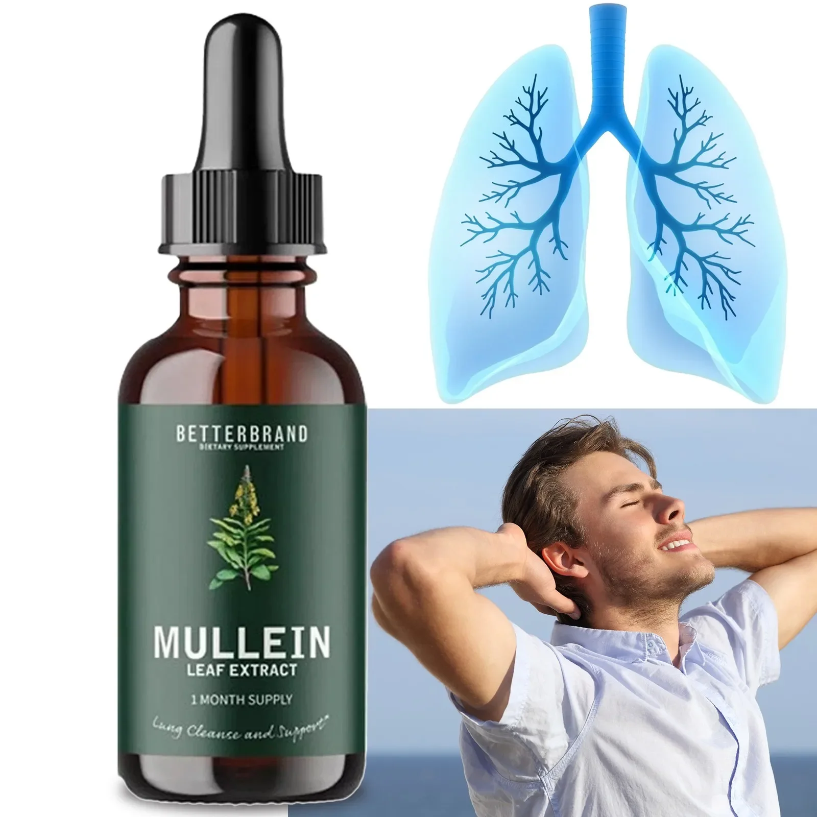 

Mullein Drops for Lungs - Helps with Lung Health, Bronchial Cleansing, Respiratory Health Support, and Immune Enhancement