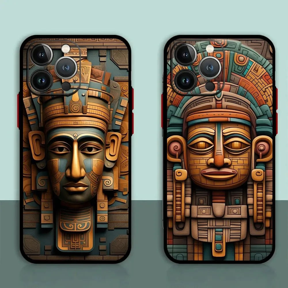 Ancient Totem Pharaoh Phone Case For iPhone 11,12,13,14,15,XS,XR,X,Mini,Pro,Max,Plus Shell