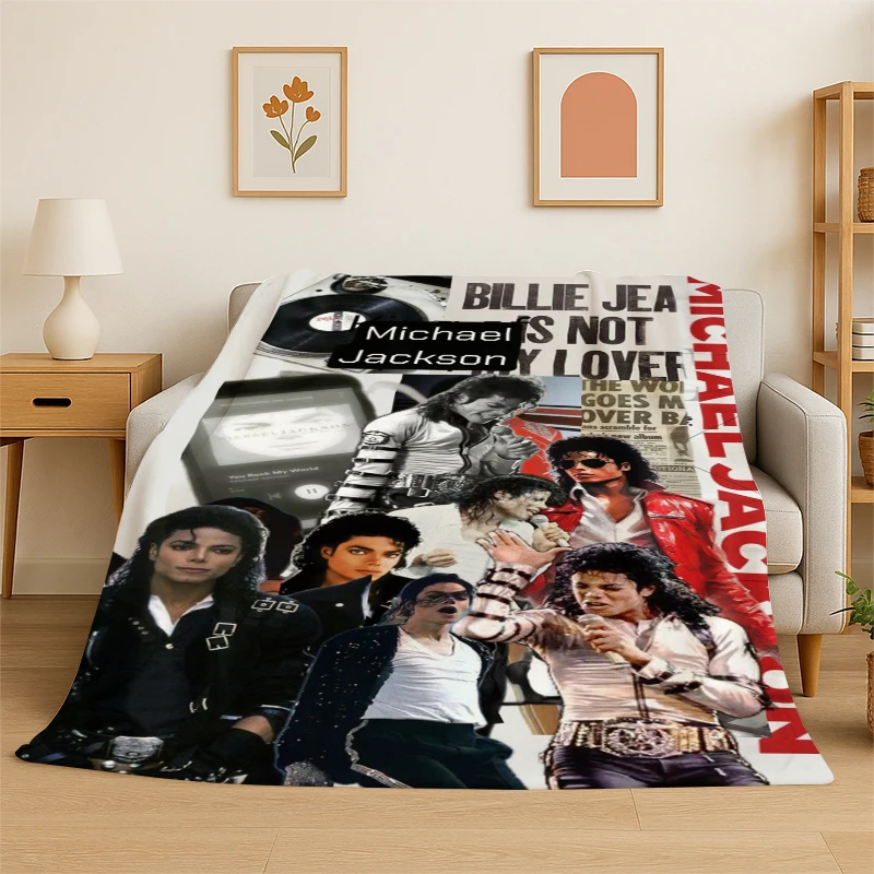 King of Pop Star MJ Michael Jackson Flannel Blanket Soft Warm Throw Blanket for Bedroom Living Room Bed Travel Camping Picnic