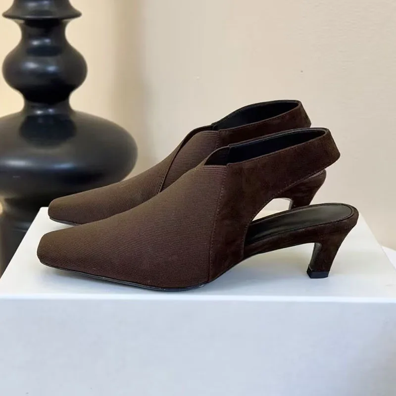 Сандалии с квадратным носком и закрытым носком с ремешком на спине, женские разноцветные сандалии на тонком высоком каблуке, летние пикантные вечерние модельные туфли