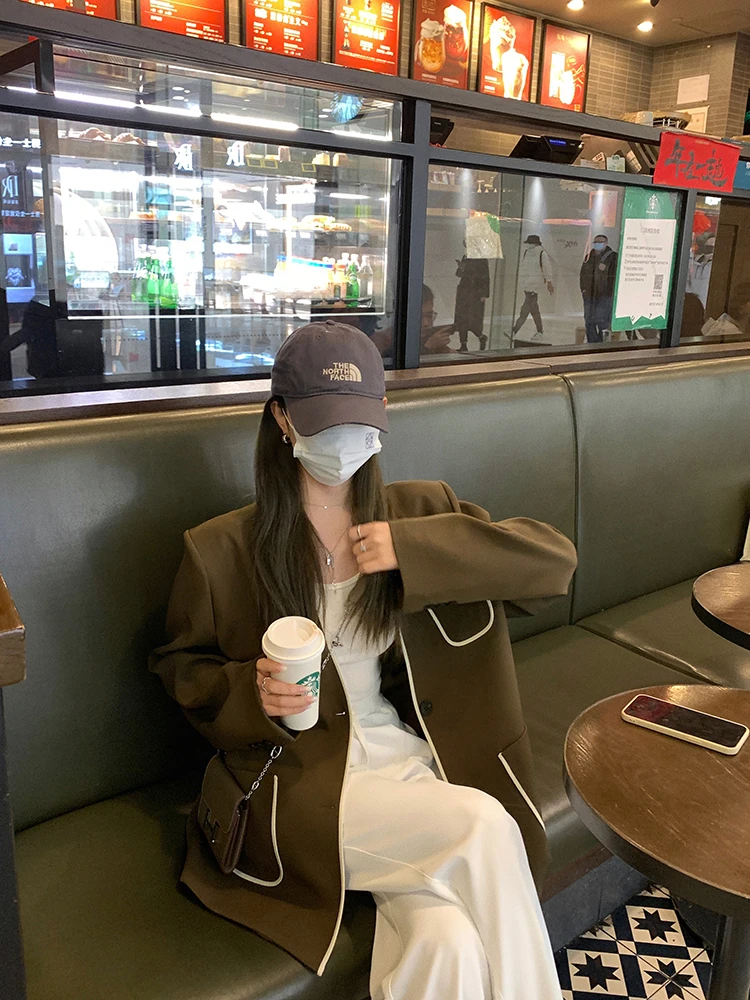 

Limited Edition High Quali Slimming V-Ne Oversized Suit Jaet Ele Trimming Detailing Pure Color Commute Sle