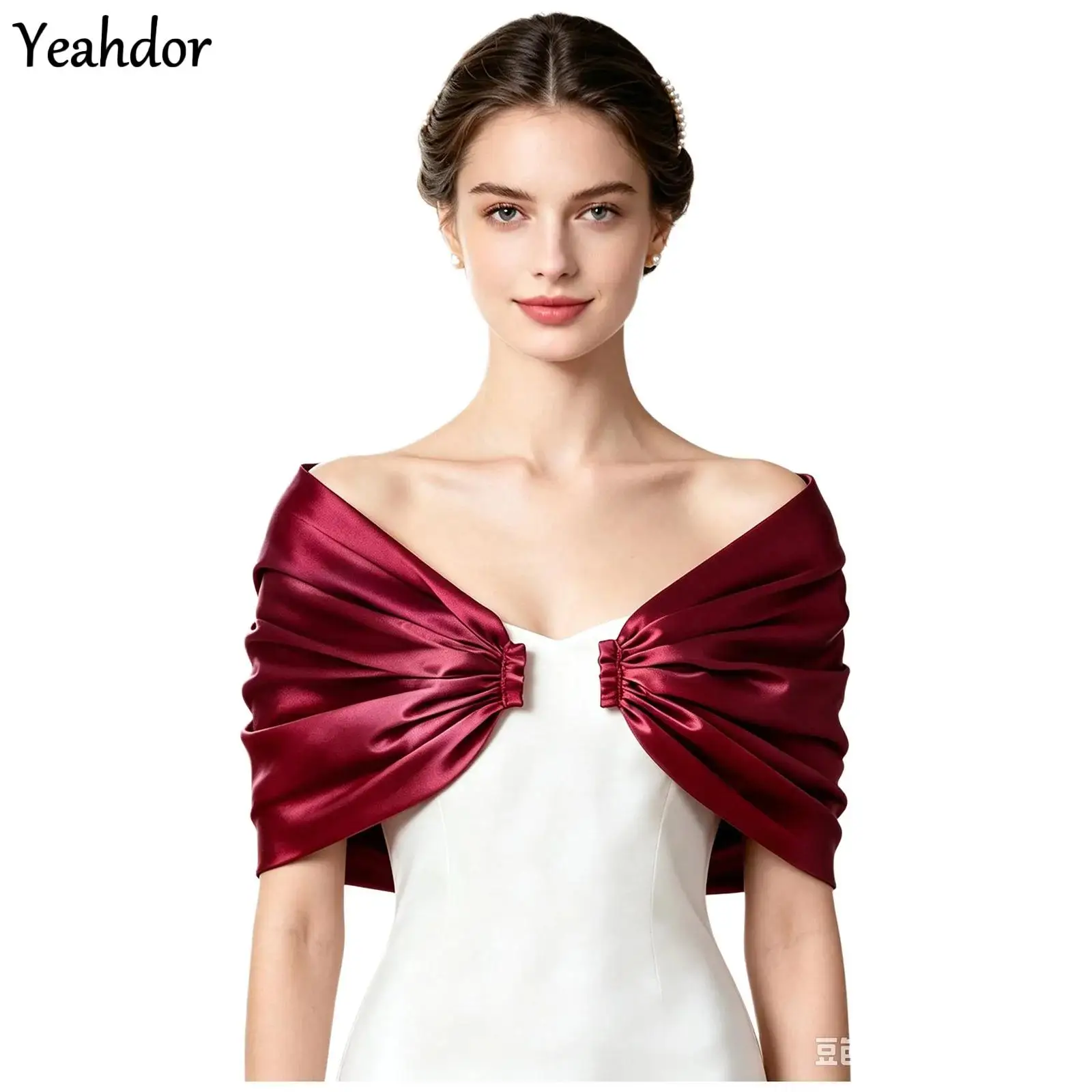 Detachable Off The Shoulders Sleeves Women Luxury Glossy Satin Shawls Ruched Wrap Cape Straps Shoulder Bride Wedding Accessories