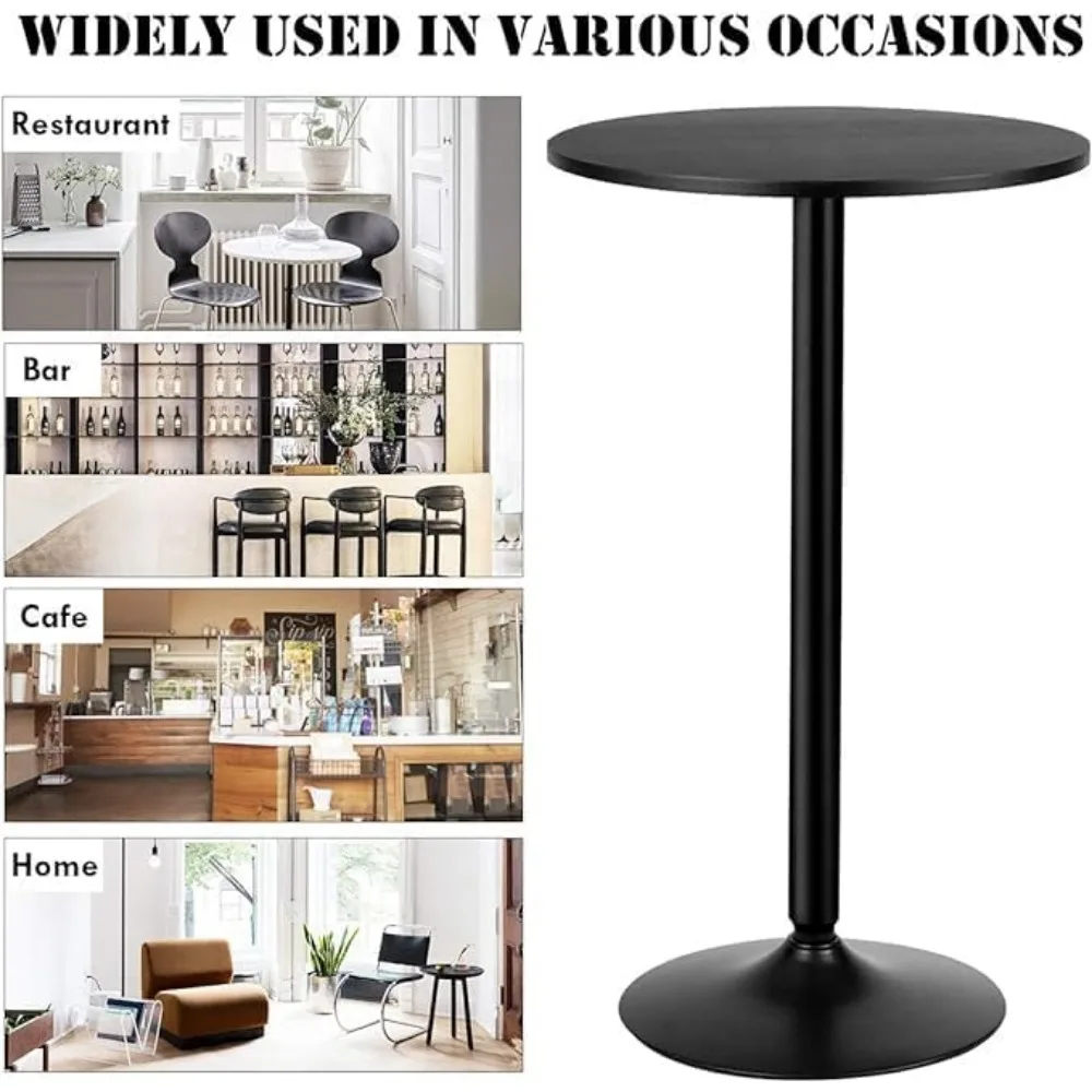 Two-in-one Bar Table, Modern Style Standing Circular Cocktail Table 40"/22" Two Convertible Height Suitable for Dining Room, Re