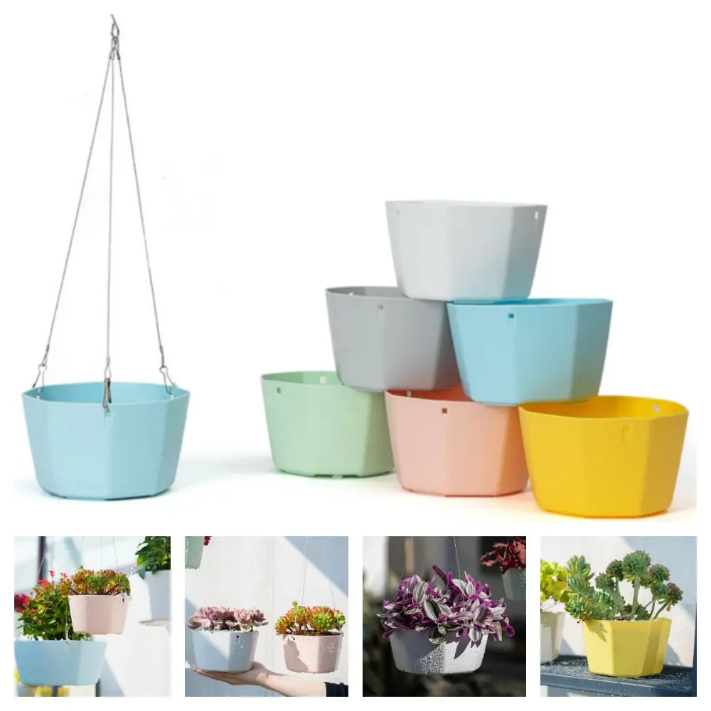 

High Quality Multicolor Hanging Flowerpot DIY Hanging Chain Lazy Box Planter Plastic Balcony Terrace Hanger Hydroponic Flowerpot