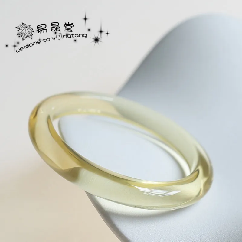 

Old material lemon citrine smooth thin bracelet, small fresh and round flat bracelet, icy