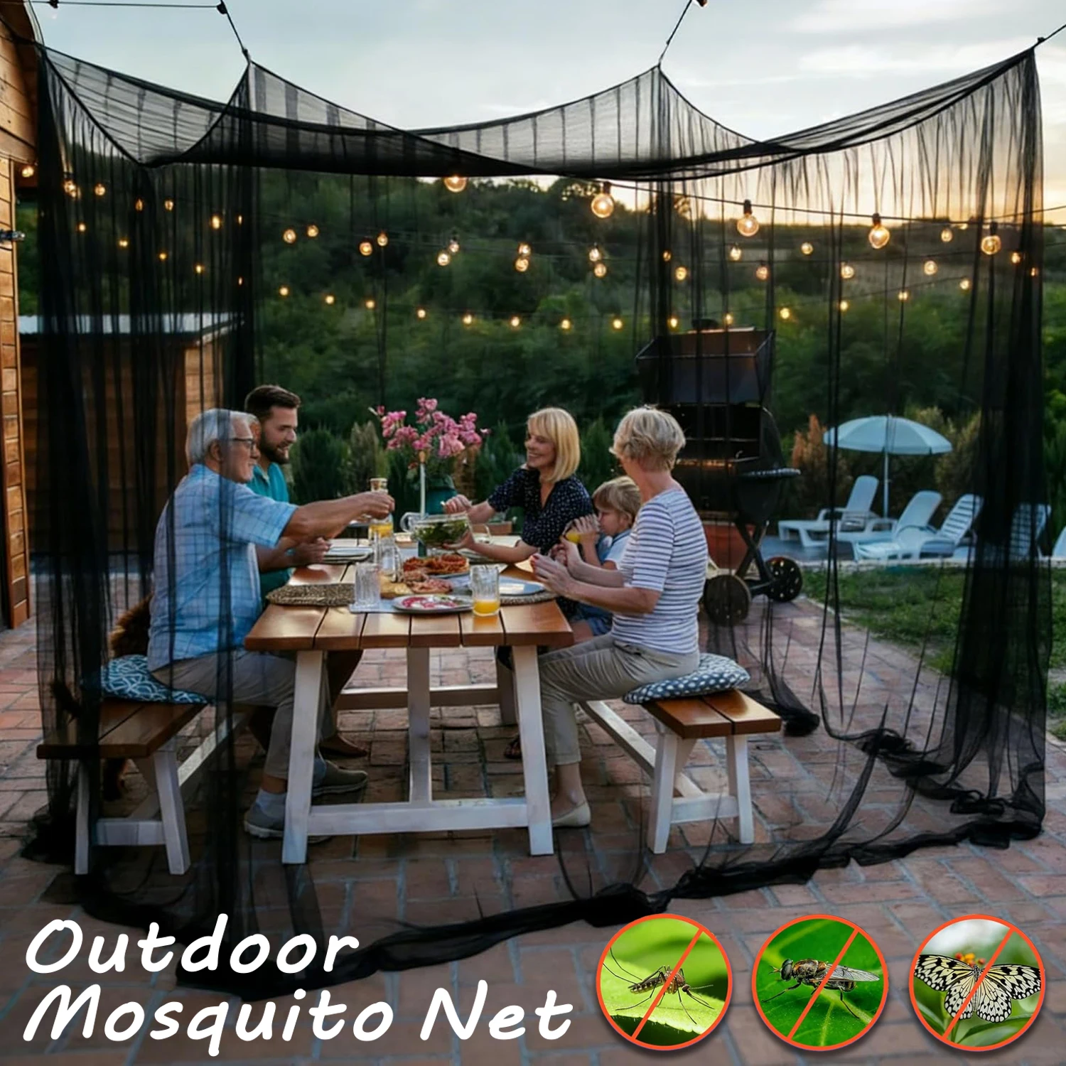 Large Outdoor Camping Mosquito Net Insect Proof Protective Breathable, Portable Bedroom Hammock and Tent Compact and Ultra-Light
