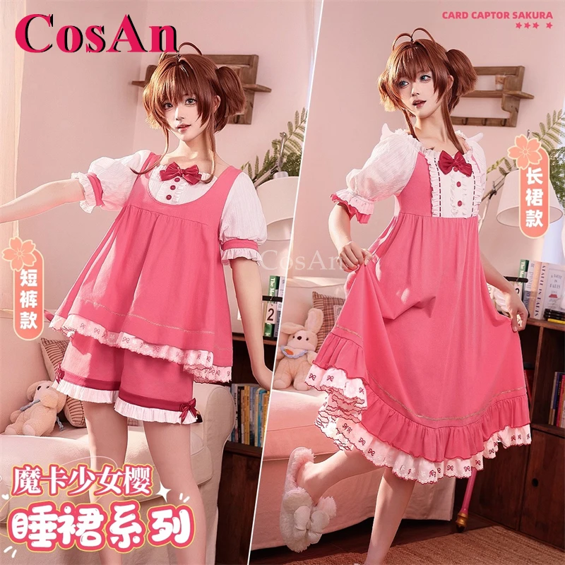 

CosAn аниме Cardcaptor Sakura Kinomoto Sakura костюмы для косплея модные милые красные и белые пижамы и ночная рубашка S-L новинка