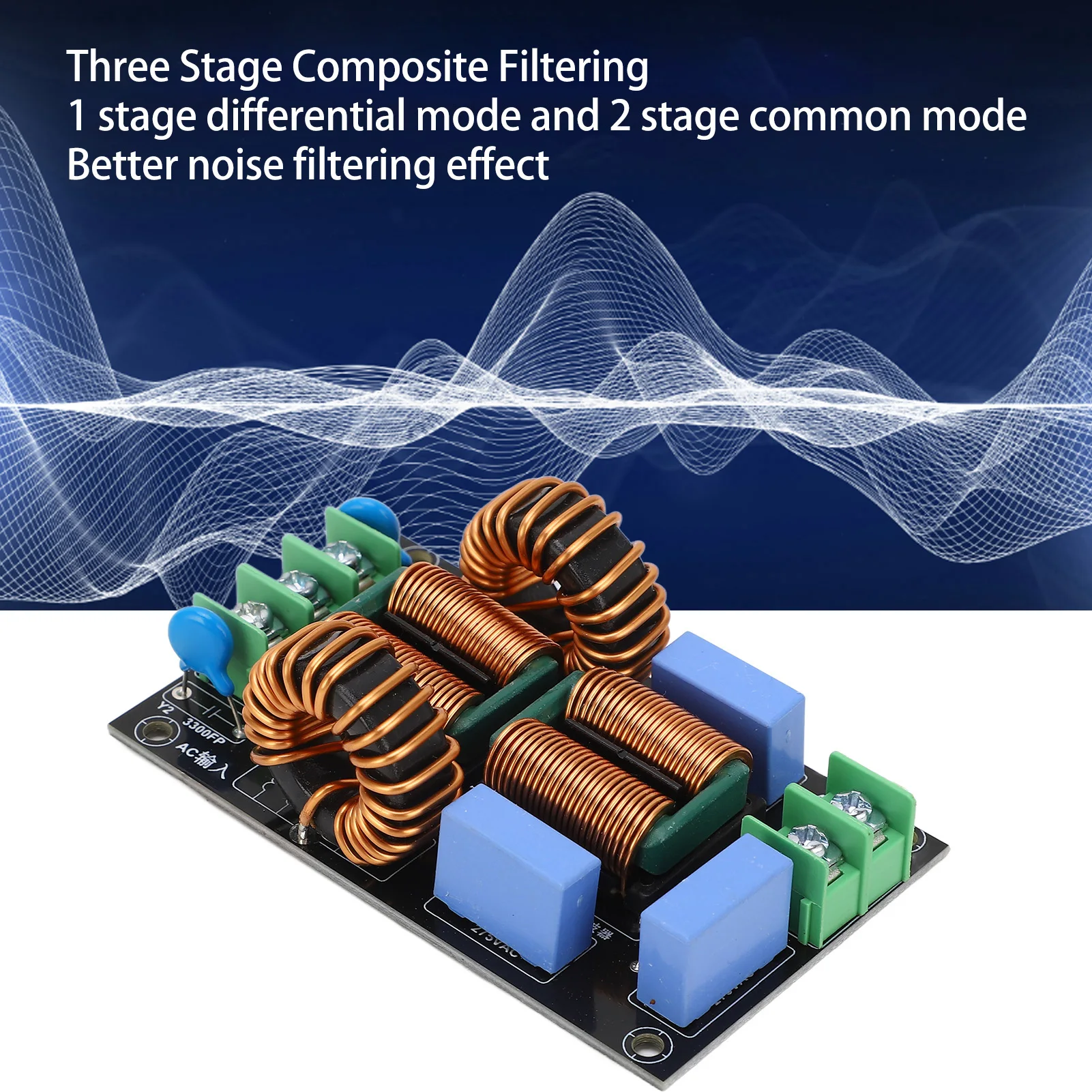 20A EMI Filter 3 Stage Excellent Noise Filtering Audio Amplifier Power Supply Filtering Board AC110V‑250V