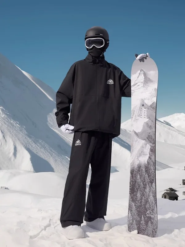 

Outdoor Snow Suit Set Men's Thiened Winter Cold Proof Windproof Waterproof -40℃ Anti-cold Jaet Coat for Skiing And Snowbo...