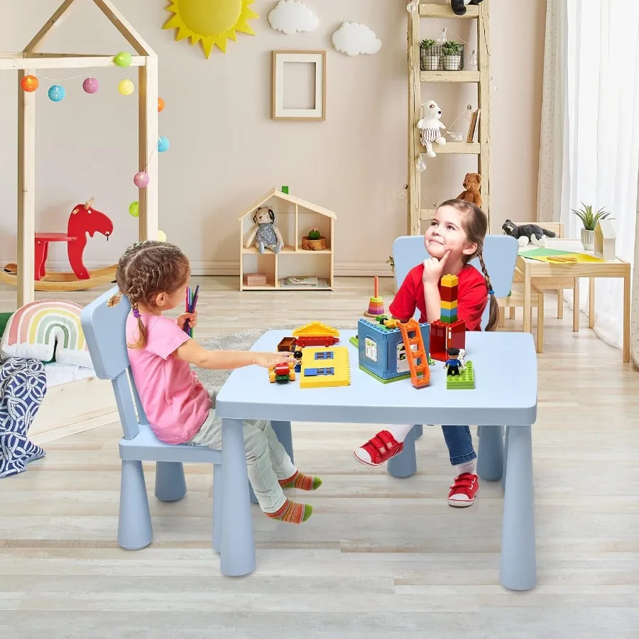 

Plastic Activity Table And 2 Chairs For Art Craft EasyClean Tabletop 3Piece Toddler Furniture Set Kids Table And Chair Set Home