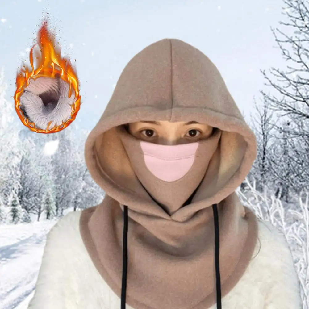 Hooded Fleece Beanie Hat with Face Cover Multifunctional Ski Balaclava for Men and Women Ideal for Cycling Camping and Skiing image 4