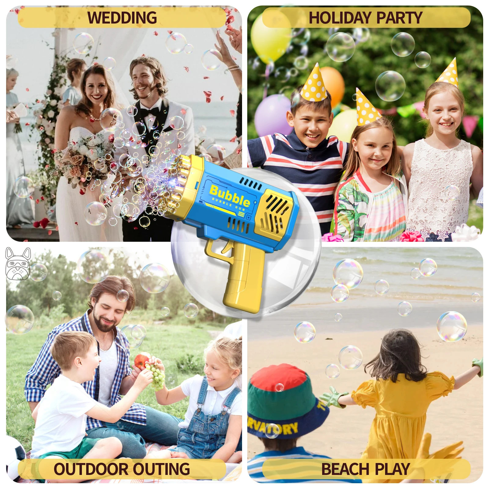 Rocket Launcher Handheld draagbaar elektrisch automatisch bubbelpistool LED-licht voor jongen en meisje, het perfecte feestspeelgoed voor buiten, cadeau
