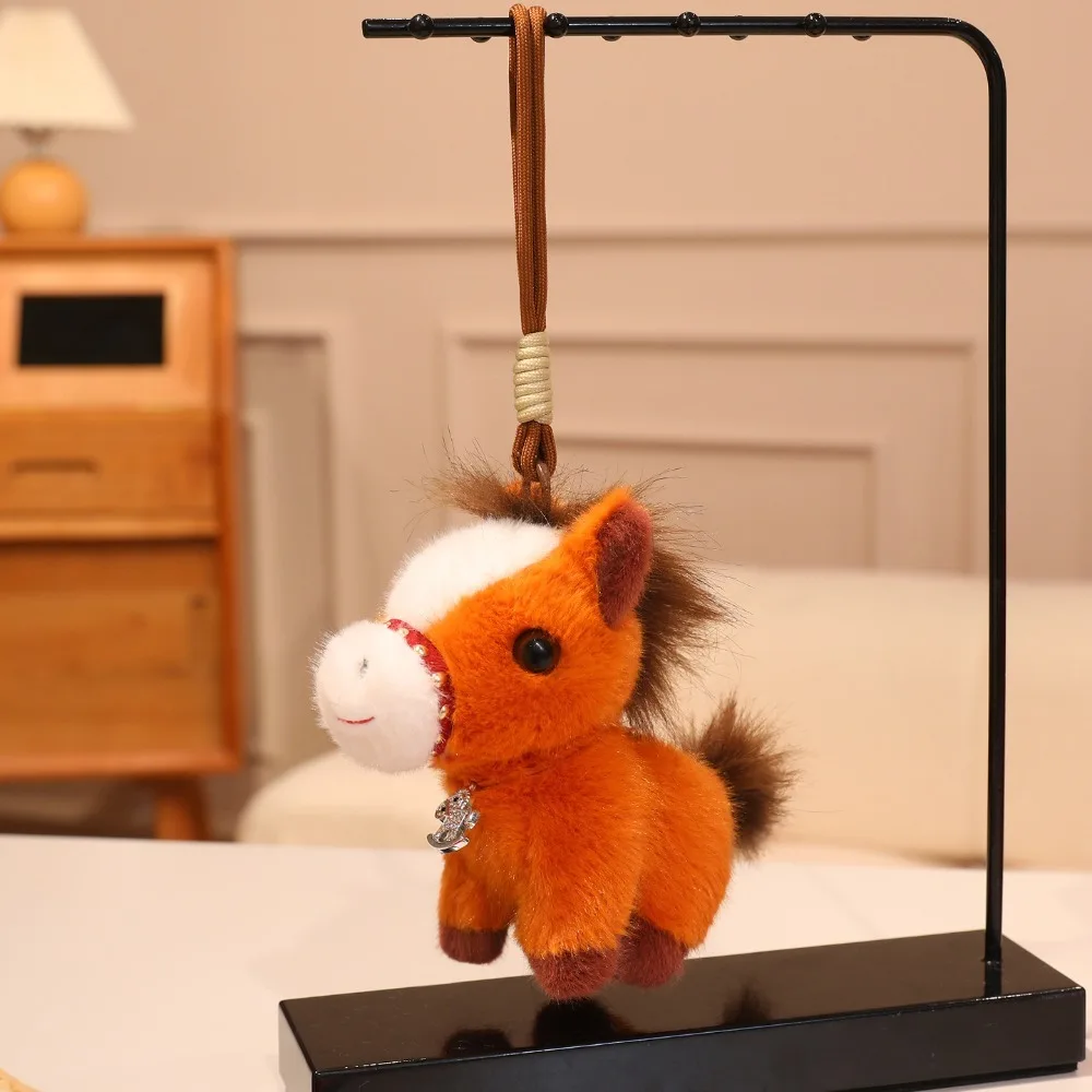 

Cartoon Plush Horse Doll Pendant Soft Fluffy Hanging Pony Doll 15cm Chinese Style Plush Horse Keychain Festive Decor