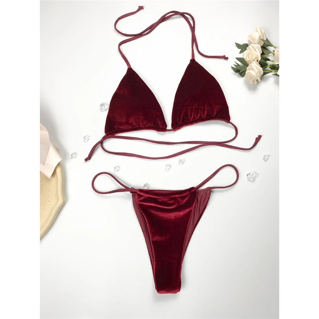 17 Farben, Neckholder, hoher Beinausschnitt, gepolstert, zweiteiliger Bikini, Damen-Bikini, Badeanzug, Damen-Badebekleidung, Bather, Schwimmbekleidung V5974 – Detail 14