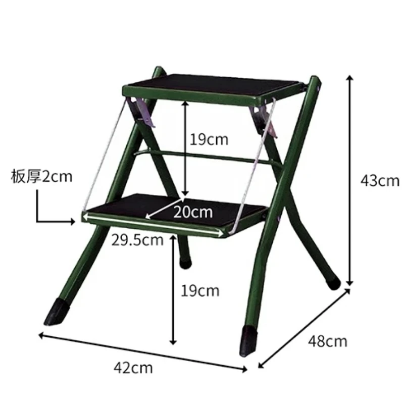 2-Step Kitchen Stepper Adult Folding Step Stool Navy Steel/Resin Design Kids Folding Helper Safe and Sturdy Ladder