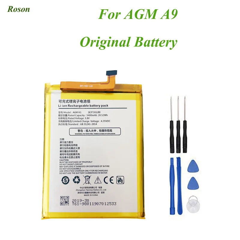 

Roson For AGM A9 Original Battery 5400mAh 100% New Replacement Accessory Accumulators For AGM A9 +Tools