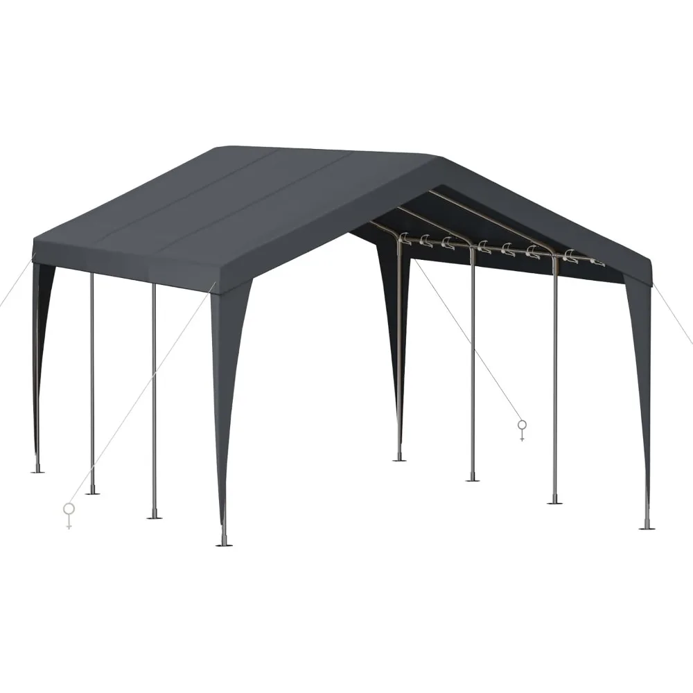 

12x20 Heavy Duty Portable Garage, Galvanized Frame Carport Canopy, Portable Garages and Shelters with 8 Leg & 4 Wind Rope, Ca