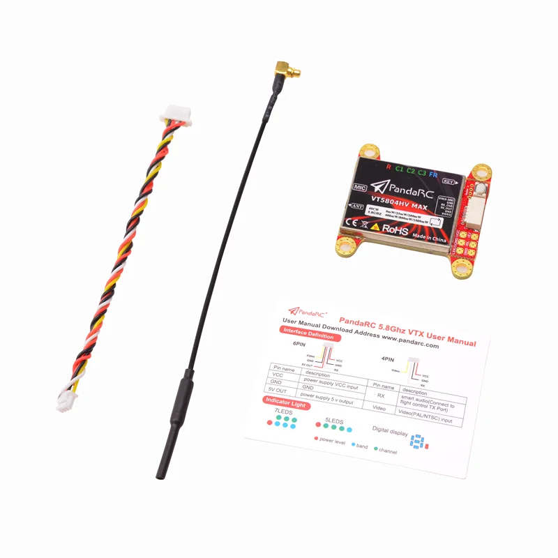 PandaRC VT5804HV MAX 5.8G 40CH 1000mW VTX Ingebouwde Microfoon 6-36V 30X30mm voor RC Vliegtuig FPV Lange Afstand Drones
