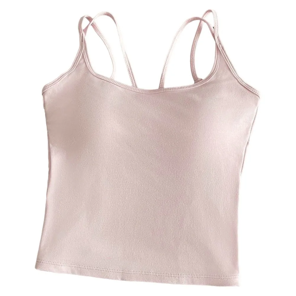 

Sleeveless Women's Camisole Vest Backless Cross-Strap Korean Style Slimming Tank Top Cotton With Chest Pad Beauty Back Bra Girl