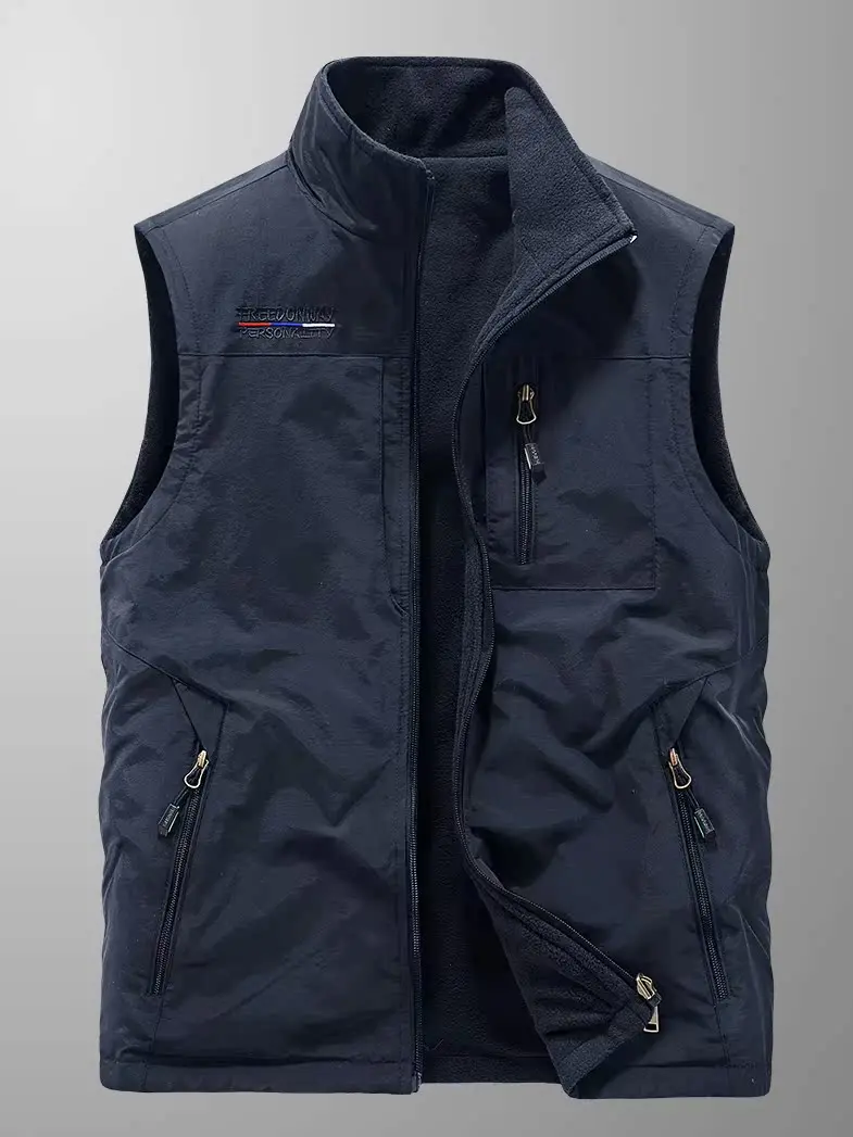 

Мужской двусторонний жилет Fce для занятий спортом на открытом воздухе, воротник-стойка, тонкий зимний модный городской жилет с застежкой-молнией