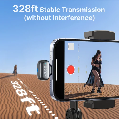 Imagen 2 del producto BOYA Mini 2 micrófono Lavalier inalámbrico AI reducción de ruido Mini micrófono para iPhone 6-14/15-17 USB-C grabación de vídeo de teléfono Android