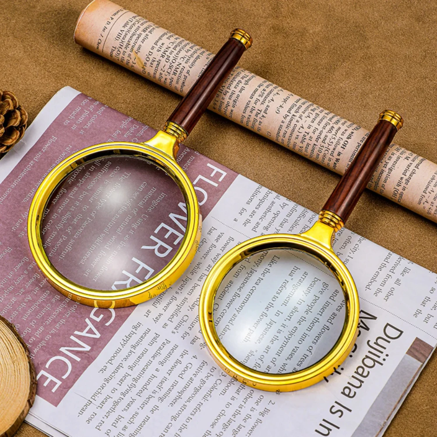 Enhanced Durable Wooden Handheld Magnifying Glass with 10X Magnification and 60/70mm Lens - Long-Lasting, Improved Learning, and