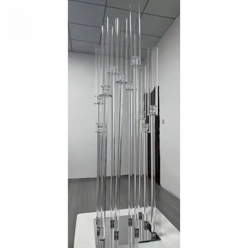 Luxury 10-Arm Tall Crystal Candlestick 5ft Wedding Candlestick Candlestick Table Ornament for Events and Home Decor