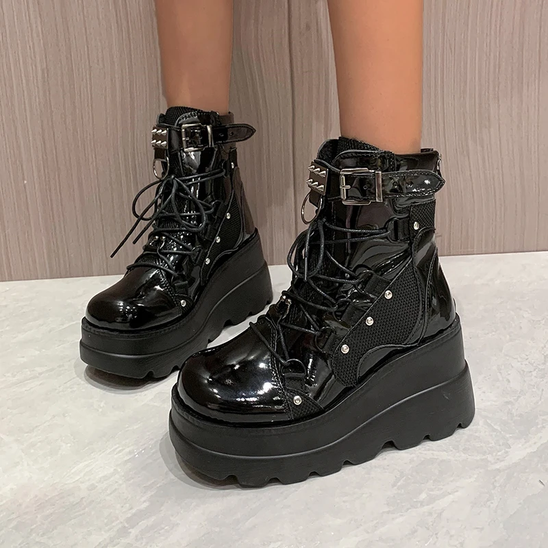 Women's Boots 2023 Autumn Women Ankle Boots Platform Wedges High Heels Short Boots New Fashion Design Zip Cosplay Shoes of Women