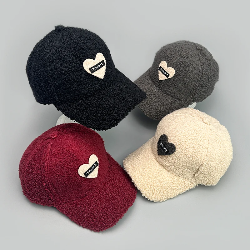 

Casual Berber Fleece Love Letter Baseball Hats New Unisex Breathable Sunshade Outdoor Warm Versatile Fashion ins Peaked Caps