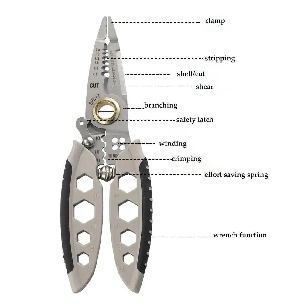 -Inch Multifunctional Wire Stripper Pliers - Electrician\'s Essential Tool For High-Precision Cutting, Crimping, And Cable Work