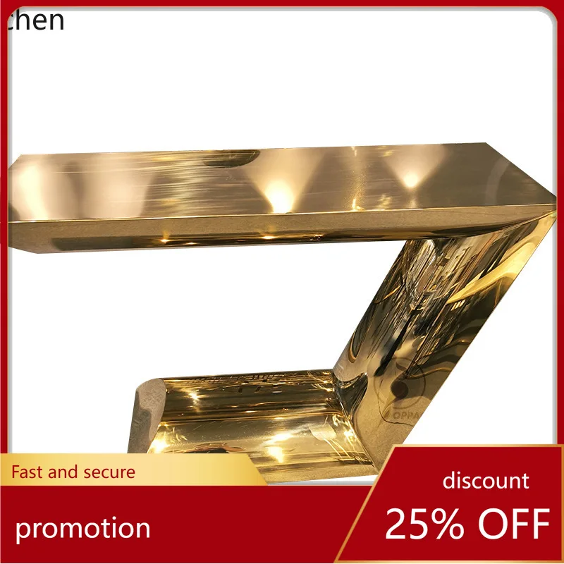 

YFY Italian Style Entryway Hall Cabinet Stainless Steel Rock Board Entryway Table Light Luxury Simple Modern Glossy