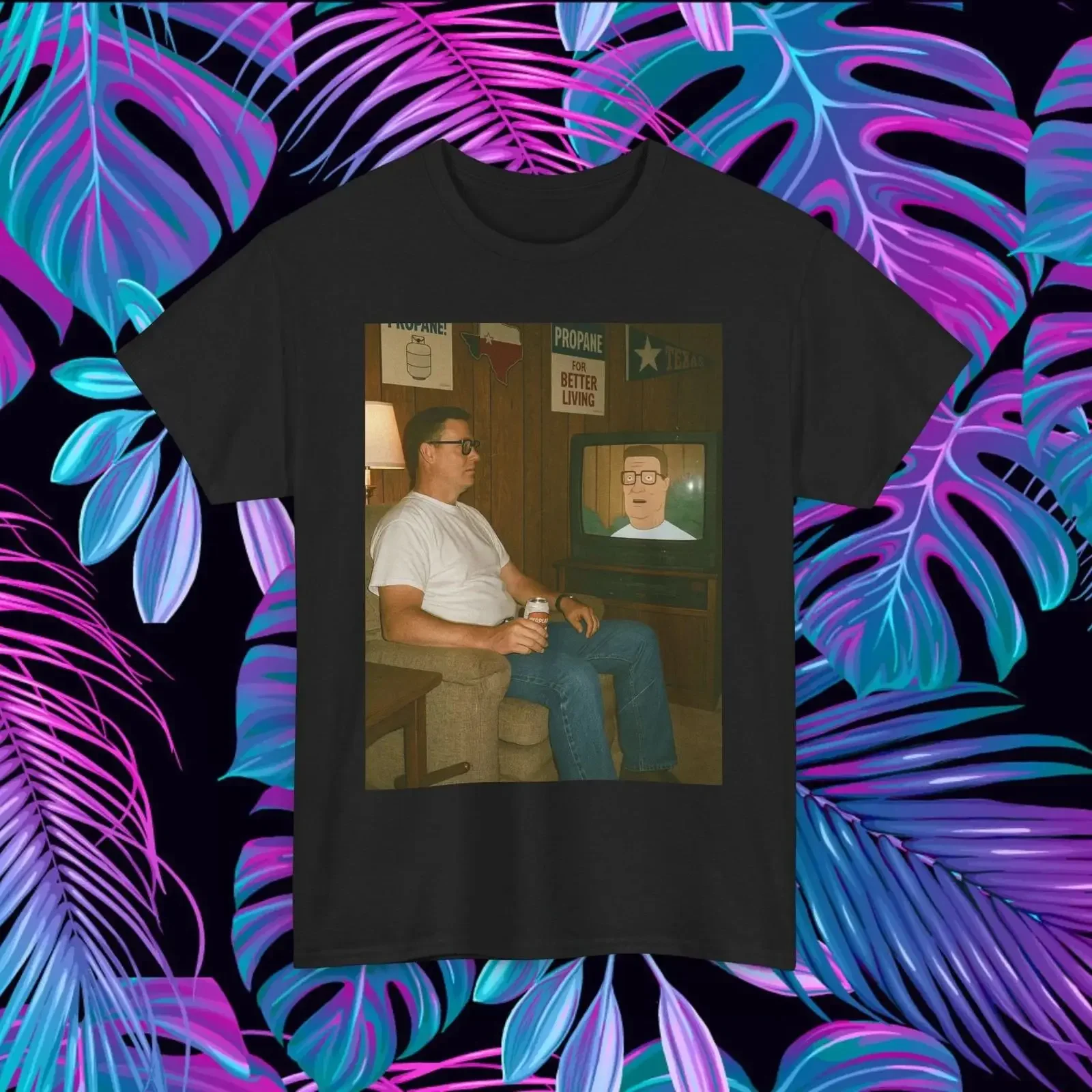 Funny Hank Hill Watching of the T Shirt Adult Cartoon vintage Washed Versatile Comfortable graphic streetwear Casual homme