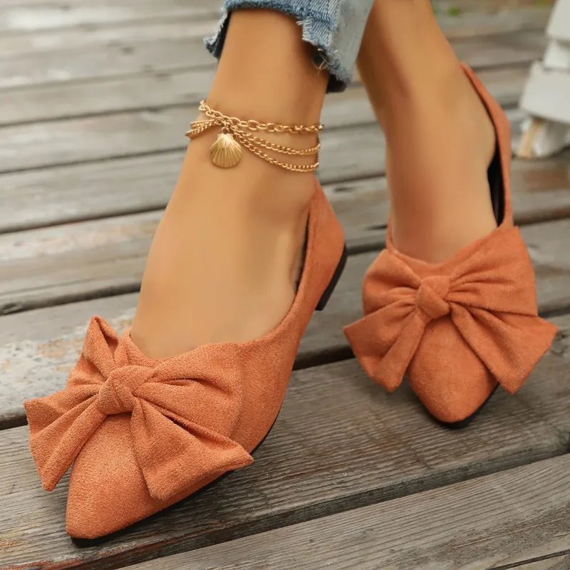 JGSHOWKITO Klassische Damen-Flats mit süßer Schleife, flache Ballerinas für Damen, spitze Zehenpartie, rutschfeste Damen-Mode-Loafer – Detail 11