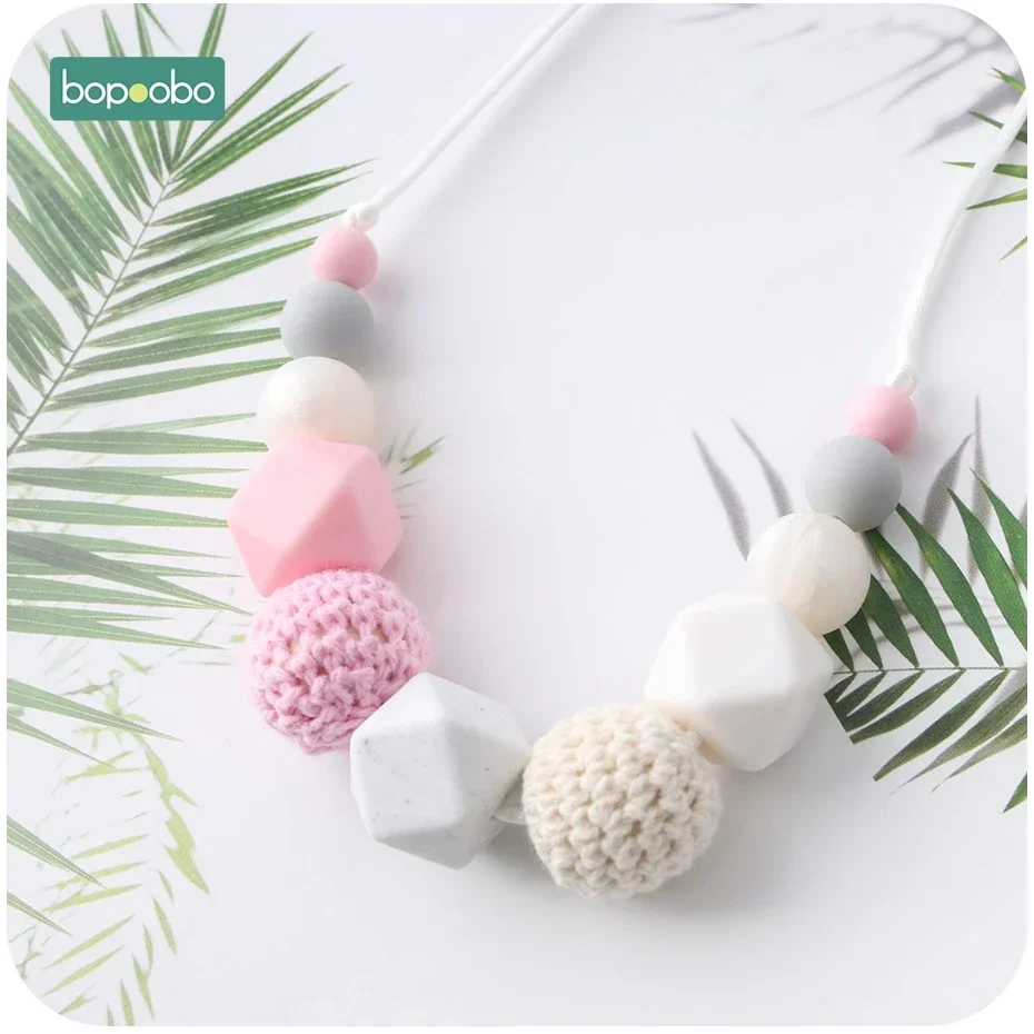 Collier de Dentition en Silicone pour Bébé, Perles Hexagonales de Qualité Alimentaire, Jouets Sans BPA, 1 Pièce