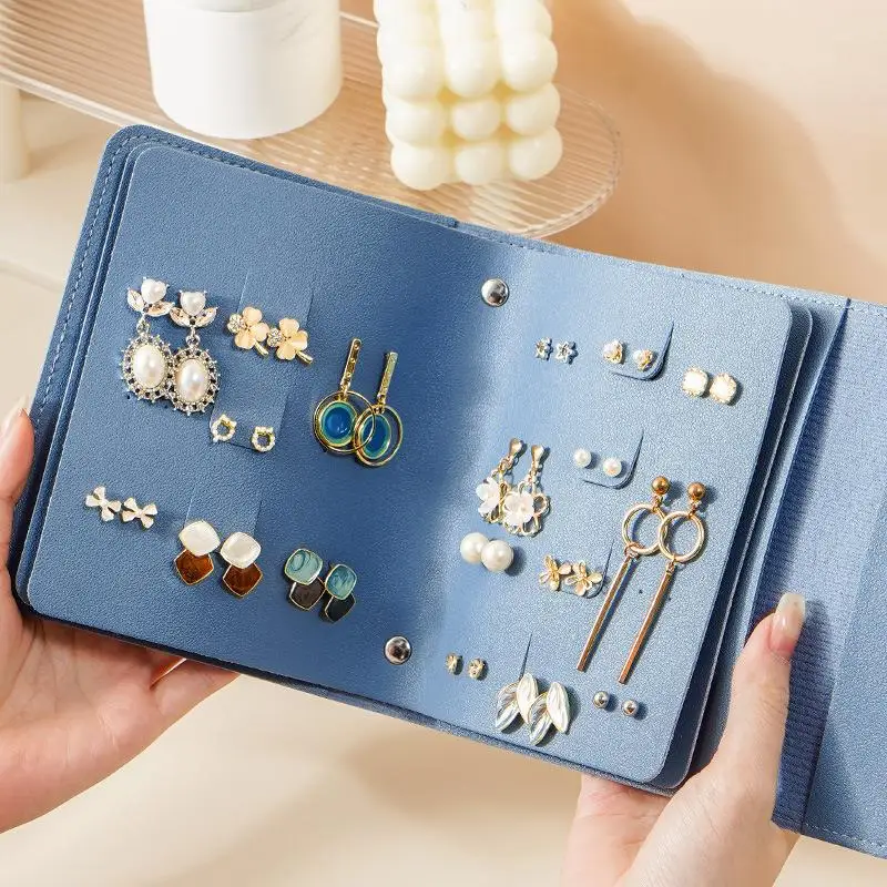 

Fashion Jewelry Organizer Protable Waterproof Leather Albums Travel Earring Bracelet Ring Organizer Collection Display Bag Gift
