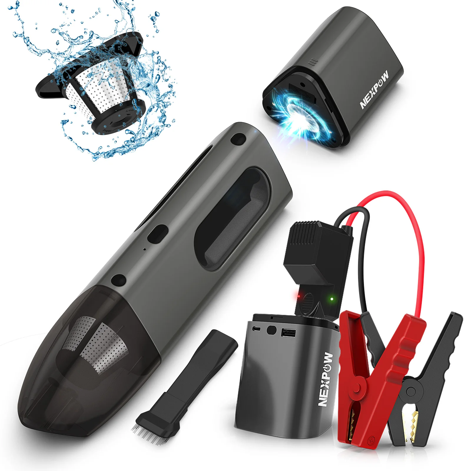 New Multi-function Car Jump Starter With Vacuum Cleaner 7200mAh Power Bank Battery Portable Low Noise Car Vacuum Cleaner