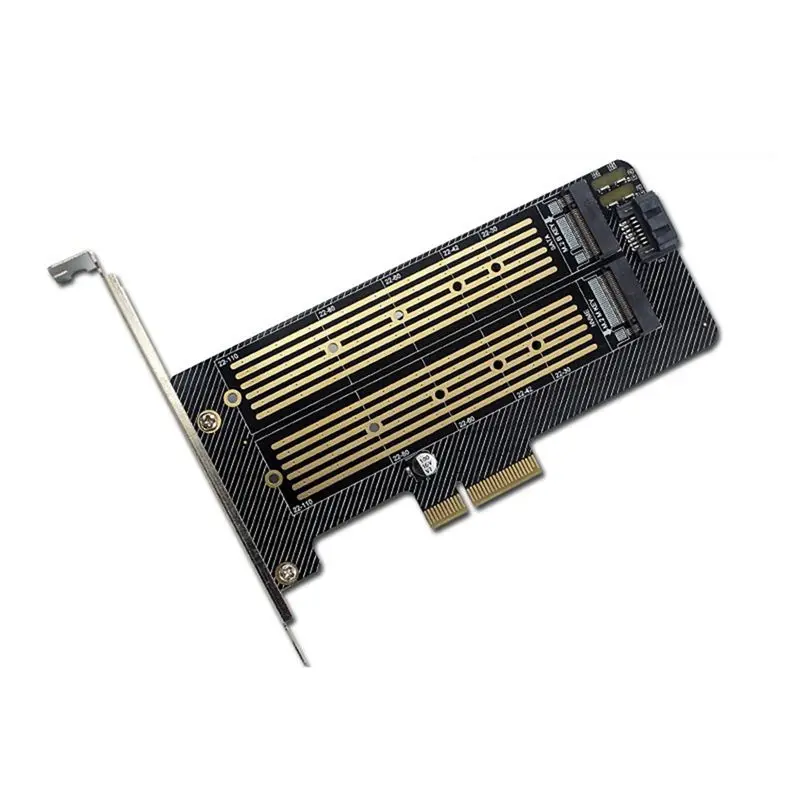 Reliable-M.2 Nvme NGFF SSD To PCIE X4 X8 X16 Card Slot SATA Dual Disk Adapter Expansion Card Supports Mkey Bkey Wiring Nvme To U