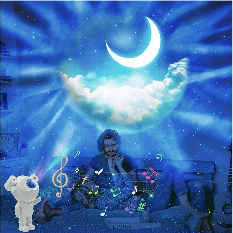 Upgraded Galaxy Night Light Astronaut Starry Nebula Moon Ceiling Sky Projector Light with Timer and Remote Bluetooth Speaker